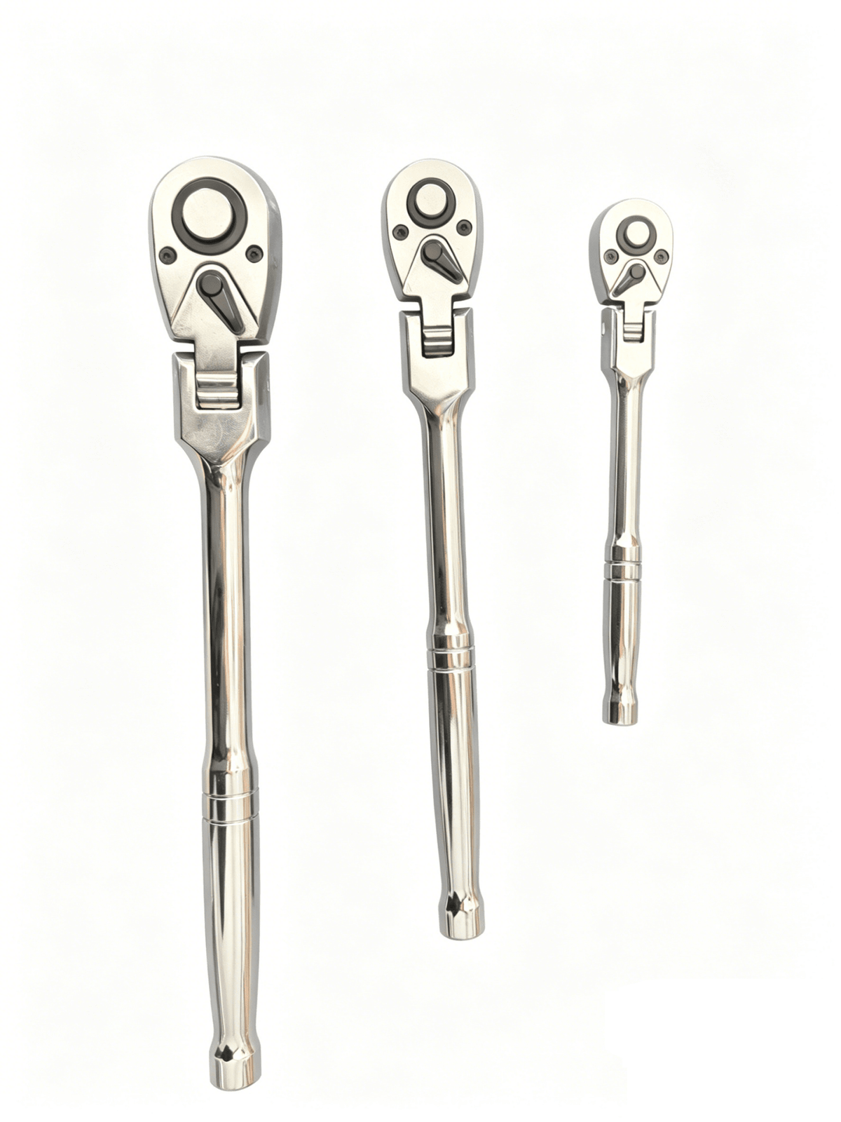 3-Piece Flex Head Ratchet Wrench Set 1/4″ 3/8″ 1/2″ Drive 72-Tooth 3P72T