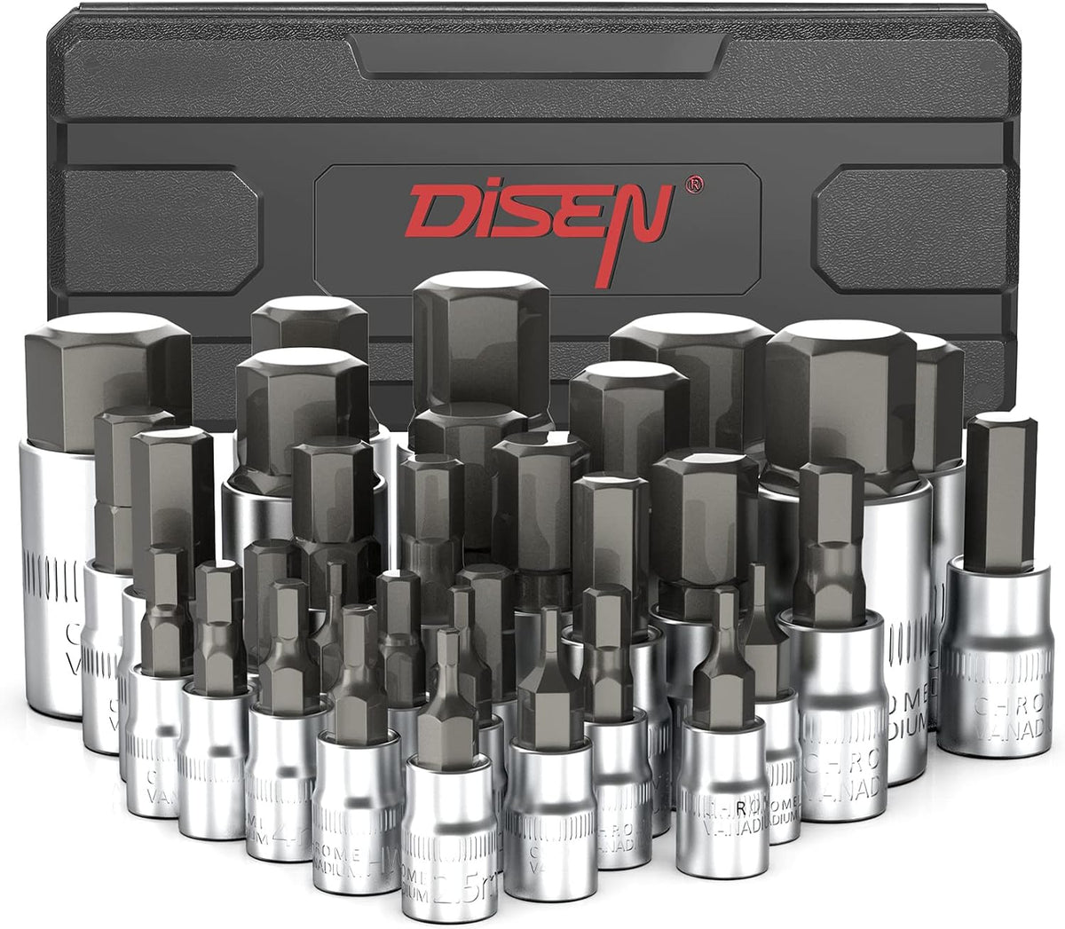 32-Piece SAE & Metric Hex Bit Socket Set with S2 Alloy Steel Bits and Storage Case HB032