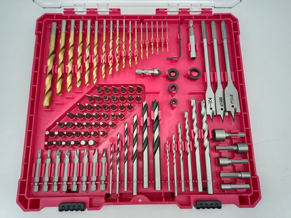 100-Piece Drill Bit, Screwdriver Bit, Nut Driver, Hole Saw & Tool Accessory Set DB100