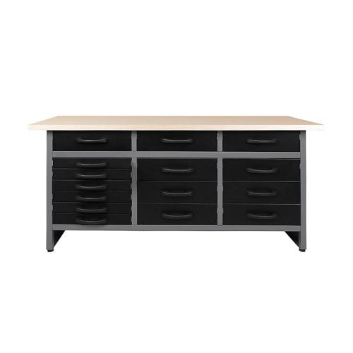 63″ Heavy-Duty Metal Workbench with 15 Drawers | Garage Tool Storage Organizer