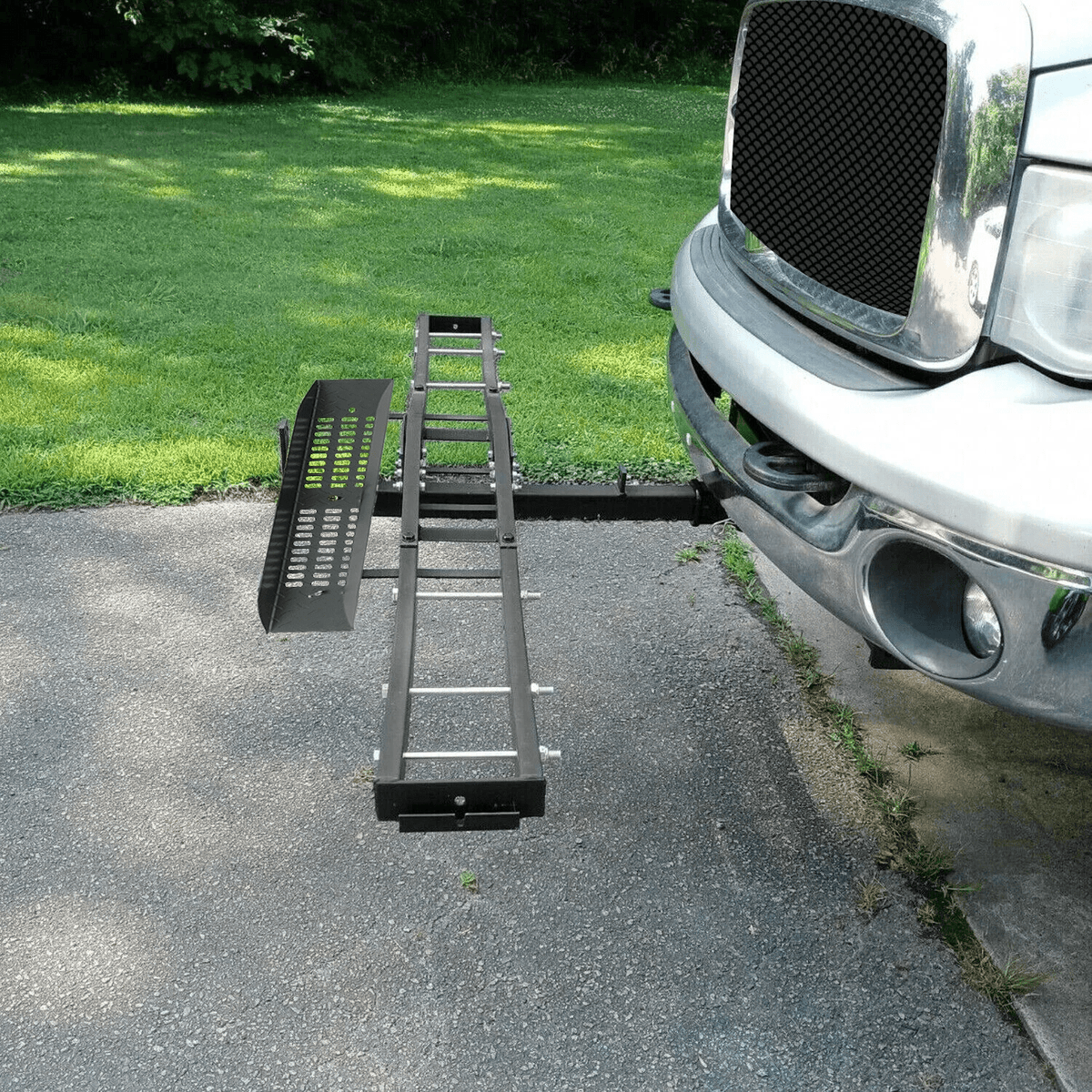 600LBS Motorcycle Trailer Hitch Carrier with Loading Ramp Anti-Tilt Lock Heavy Duty Steel Scooter Dirt Bike Hauler TNSMRC001T