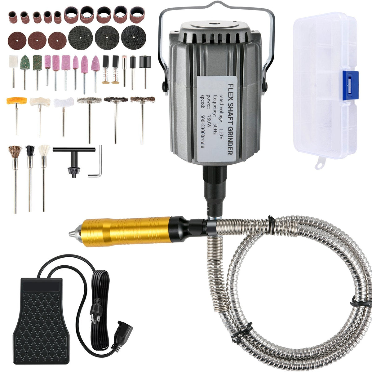 Flex Shaft Grinder 780W – Precision Rotary Carving & Grinding Tool with 3-Jaw Chuck, SKU: 634397