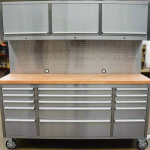6 FT Stainless Steel Tool Bench – 18-Drawer Industrial Workstation HTC7218W