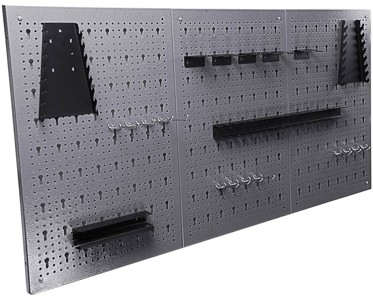 Garage Metal Pegboard Storage Set – 3 Panels with 22 Tool Holders