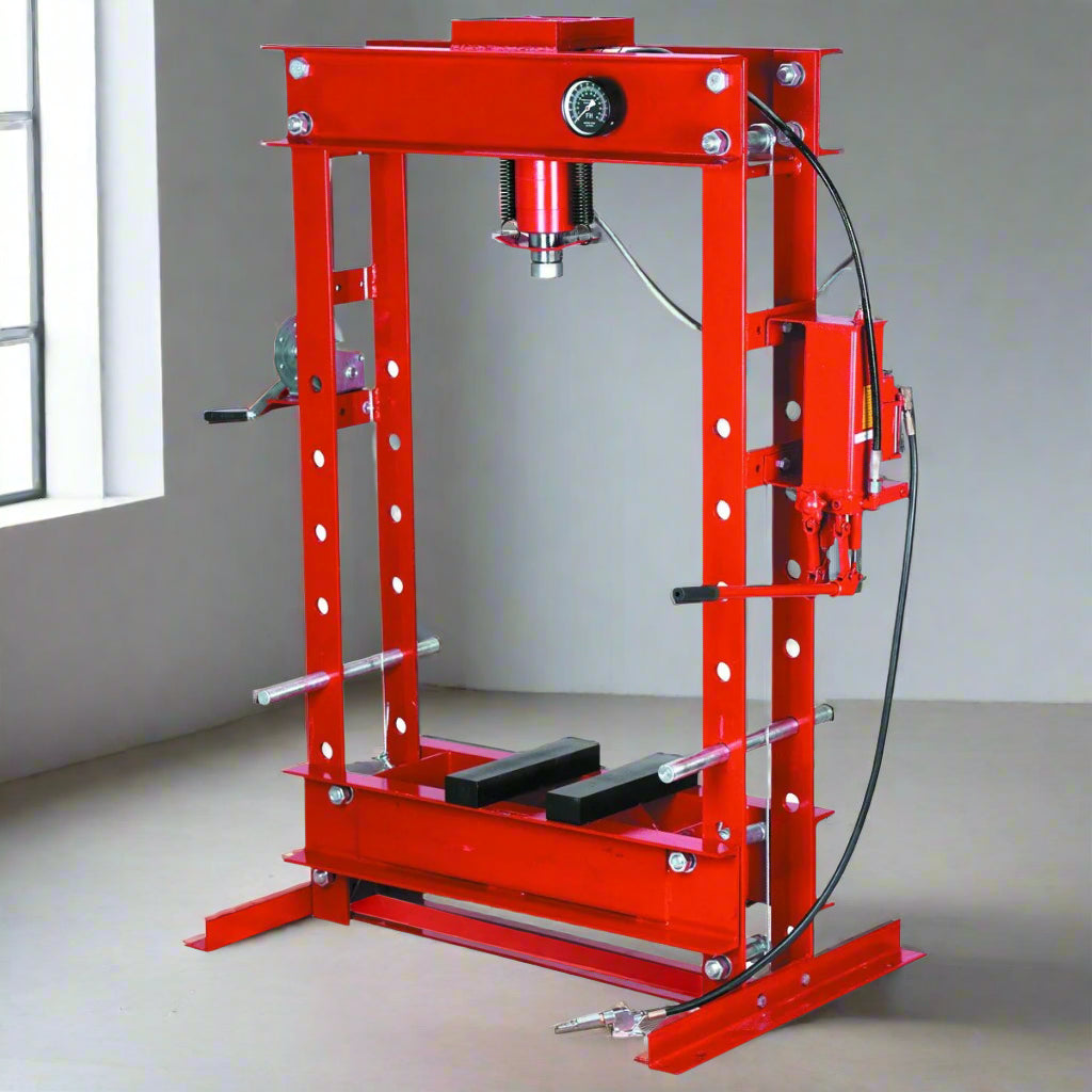 50 Ton Hydraulic Shop Press – Dual-Speed Air Press Machine with Arbor Plates, 100,000 LB Capacity