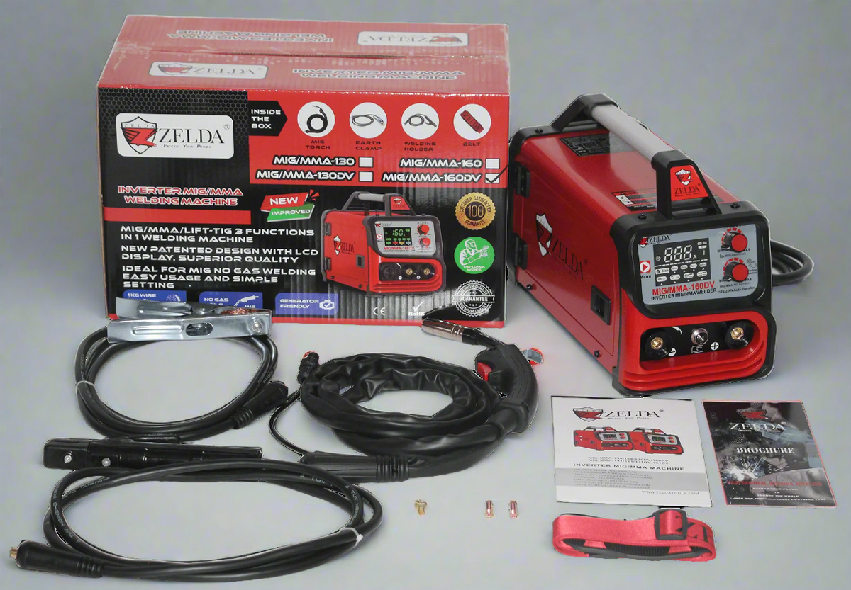 MMA160DV 3-in-1 MIG MMA TIG Welder – Dual Voltage 110V/220V, Compact Inverter – MMA160DV