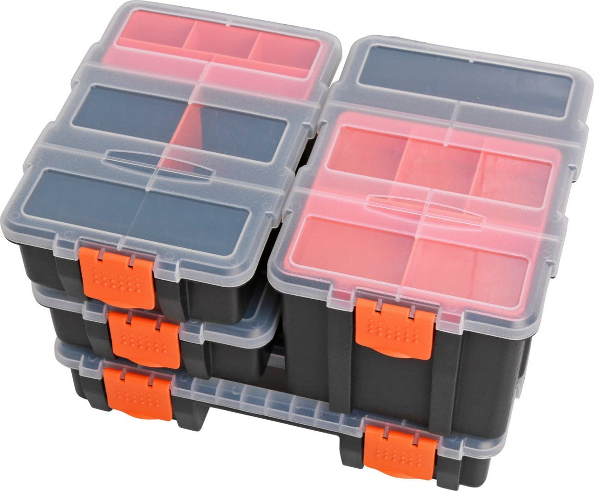 4-Pc Tool & Parts Organizer Box Set – Durable Storage Case with Compartments – WT421